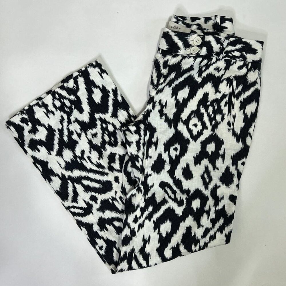 Ann Taylor LOFT Marisa Linen Wide Leg Pants Size 2P